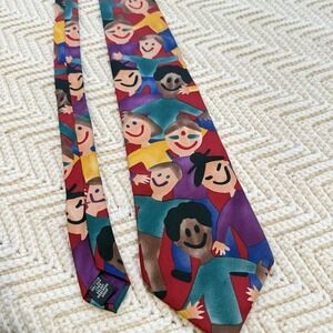 Save The Children Tie 100% Silk Dana Age 12 Vintage 90s Retro Kids Graphic